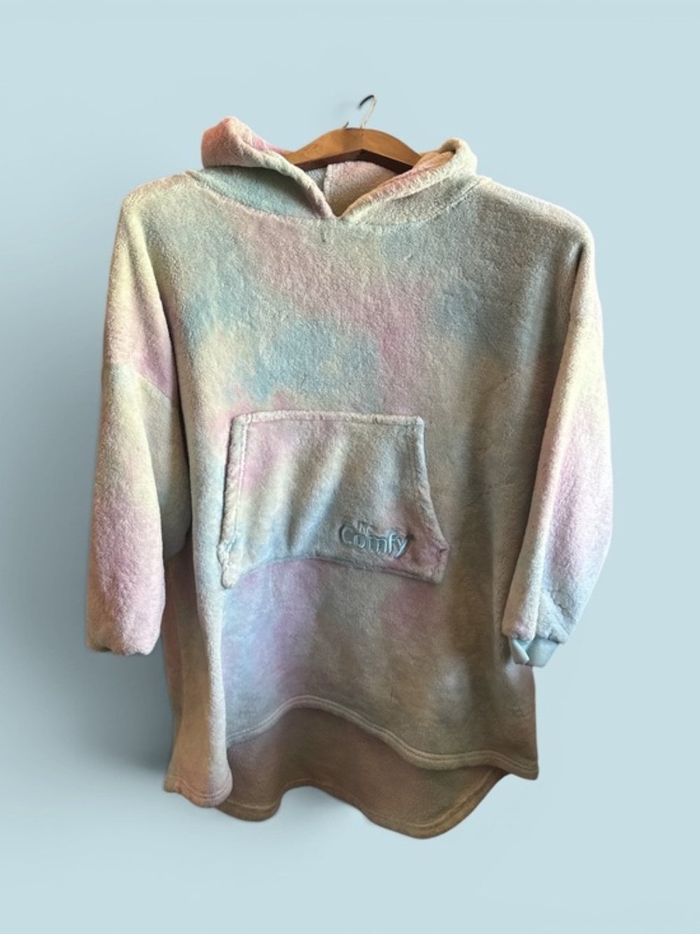 The Comfy Plush Oversized Hoodie - Pastel Tie-Dye Kids Size Used but Cozy Lounge